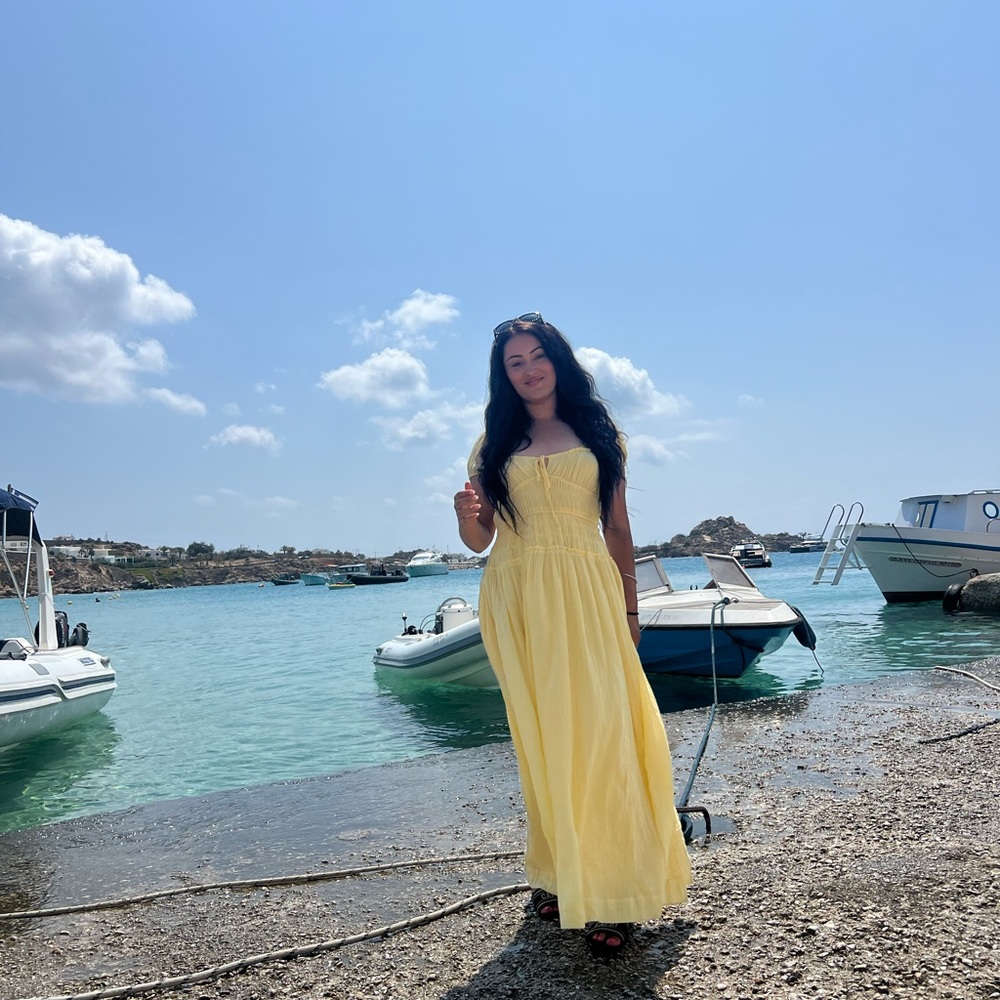 Free People Yellow Smocked Maxi Dress